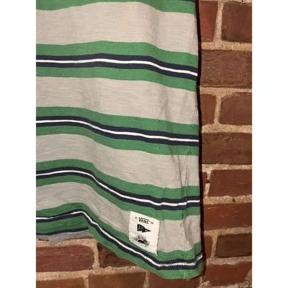 Vans Joel Tudor Collection Men's L Striped Pocket Tee Gray Green Skater Beach - Picture 6 of 10